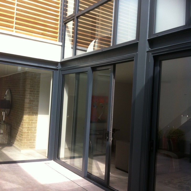 Anthracite aluminium sliding patio doors fitted in Aldgate